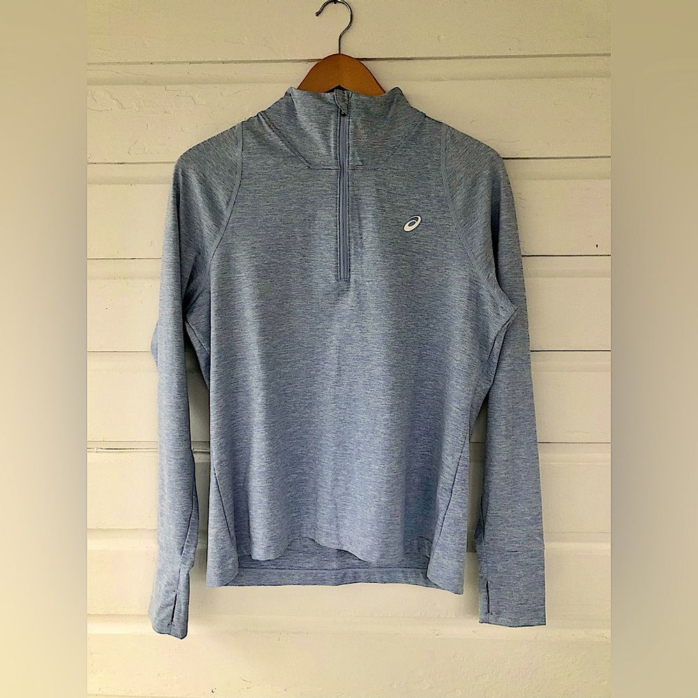 Asics Women's Thermopolis Half Zip Long Sleeve Shirt Size Medium in Mist Heather
